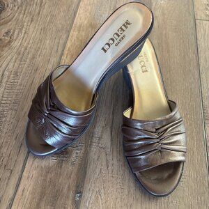 SESTO MEUCCI Italian Wedge Leather Sandals, Size 5 1/2